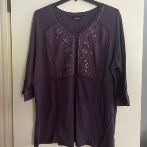 Avenue 26/28 purple tunic with sequin accent